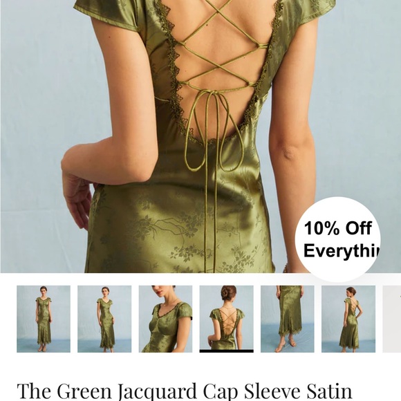 RIHOAS Green Jacquard Floral Satin Midi Dress - Picture 11 of 11